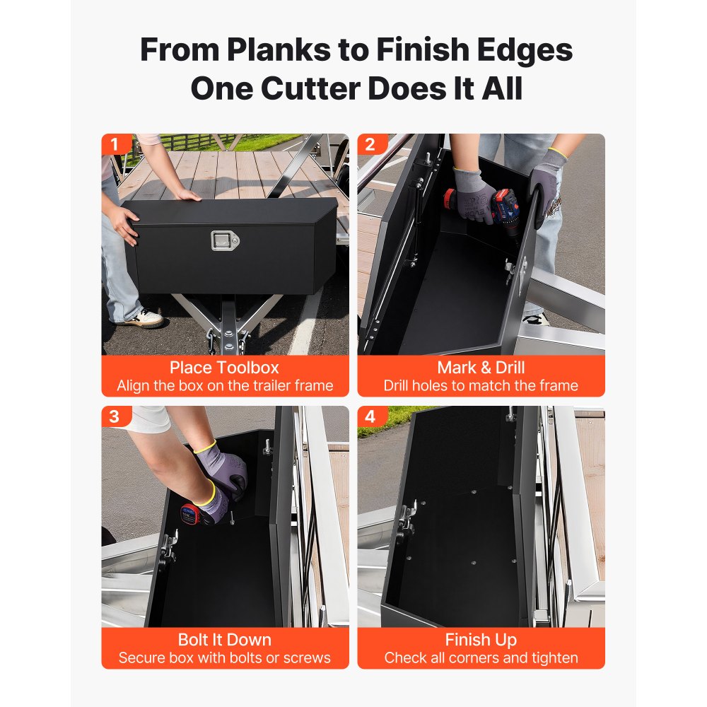 VEVOR Trailer Tongue Box, 36" x 12.3" x 12" Steel Trailer Tongue Tool Box, Heavy Duty Storage Organizer with Lock and Keys, Utility Tool Chest for Pickup Truck Bed, RV, SUV, Off-Road Vehicle, Black