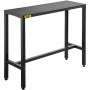 VEVOR outdoor bar table in sturdy black metal frame, ideal for patio and garden use.