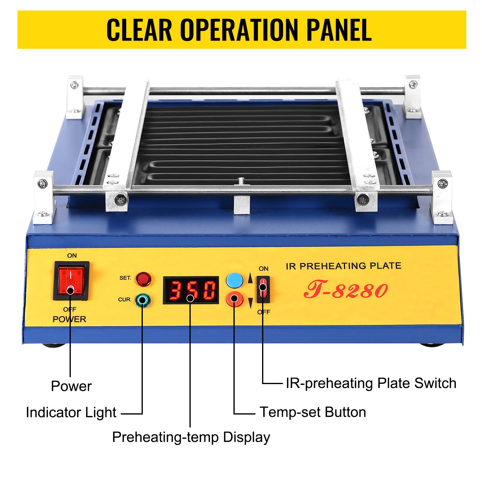 VEVOR 1600W IR Voorverwarmen Oven PCB Voorverwarmer T-8280 Rework Station Infrarood