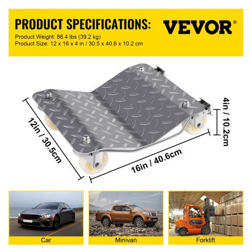 VEVOR 2 stks Liftmaster Auto Wiel Dolly Premium Kogellagers Skate Meubels Mover