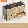 VEVOR Rotan Dressoir met 6 Laden, Natuurlijke Rotan Dressoir met 6 Laden, Moderne Houten Dressoir, Kledingorganizer en Opbergruimte, Boho Dressoir met Stevige Handgrepen en Poten, voor Slaapkamer, Woonkamer en Gang