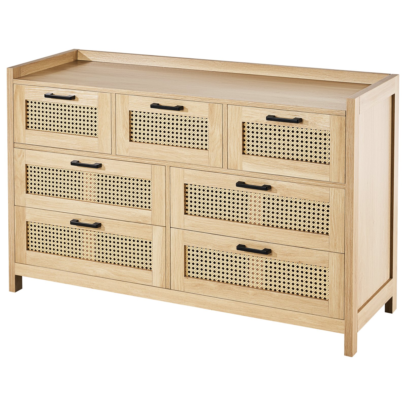 VEVOR Rattan Drawer Dresser Natural Rattan Closet Dresser 7 Drawers for bedroom