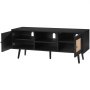 VEVOR Rattan TV Stand, Boho TV Cabinet for 55 inch TV, Mid Century Modern TV Stand, Rattan TV Console with Adjustable Shelfs for  Living Room, Media Room, Black
