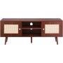 VEVOR Rotan TV-meubel, TV-kast Boho TV-meubel voor 140 cm TV, Retro TV-meubel, Rotan TV-console met verstelbare planken en 2 deuren, voor woonkamer, mediaruimte, Walnoot
