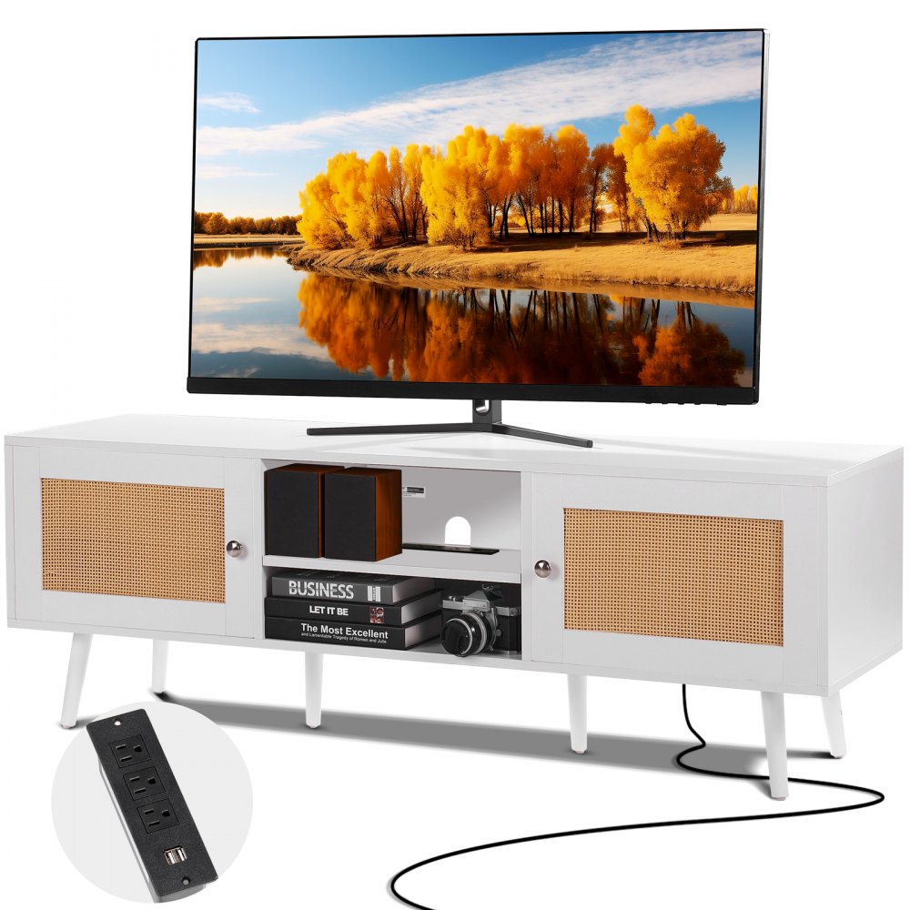 VEVOR rotan TV-meubel 165cm TV boho TV-meubel TV-meubel eiken wit