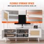 VEVOR Rattan TV Stand for 65" TV Boho TV Stand with Build-in Socket White