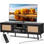 VEVOR Rotan TV-meubel 165cm TV Boho TV-meubel TV-meubel Zwart