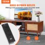 VEVOR Rattan TV Stand for 65" TV Boho TV Stand with Build-in Socket Walnut