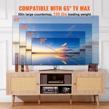 VEVOR Rotan TV-meubel 165cm TV Boho TV-meubel TV-meubel eiken