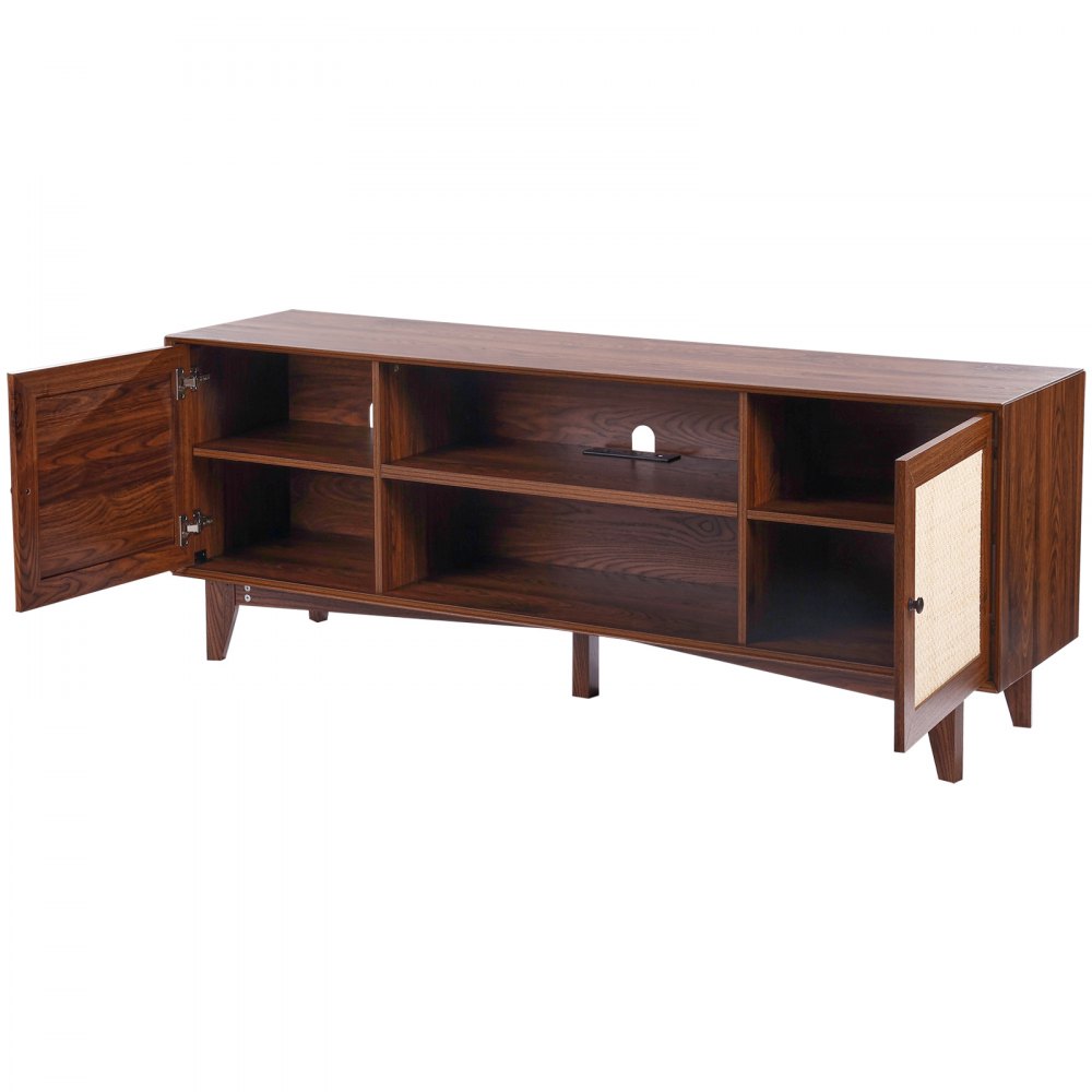VEVOR Rattan TV Stand 191cm TV Boho TV Cabinet TV Cabinet Walnut