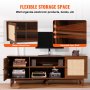 VEVOR Rattan TV Stand 191cm TV Boho TV Cabinet TV Cabinet Walnut