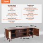 VEVOR Rattan TV Stand 191cm TV Boho TV Cabinet TV Cabinet Walnut