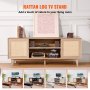 VEVOR Rattan TV Stand 191cm TV Boho TV Cabinet TV Cabinet Oak