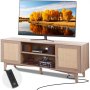 VEVOR Rattan TV Stand 191cm TV Boho TV Cabinet TV Cabinet Oak