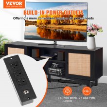 VEVOR Rotan TV-meubel 191cm TV Boho TV-meubel TV-meubel Zwart