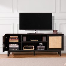 VEVOR Rotan TV-meubel 191cm TV Boho TV-meubel TV-meubel Zwart