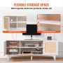 VEVOR Rattan TV Stand 191cm TV Boho TV Cabinet White TV Cabinet