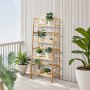 VEVOR 4-Tier Bamboo Ladder Shelf, Trapezoid Open Bookcase, Display Storage Rack Organizer, Freestanding Flower Plant Stand, Ladder Bookshelf Ideal for Bathroom, Bedroom, Office, Study, Natural