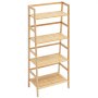 VEVOR 4-Tier Bamboo Ladder Shelf, Trapezoid Open Bookcase, Display Storage Rack Organizer, Freestanding Flower Plant Stand, Ladder Bookshelf Ideal for Bathroom, Bedroom, Office, Study, Natural