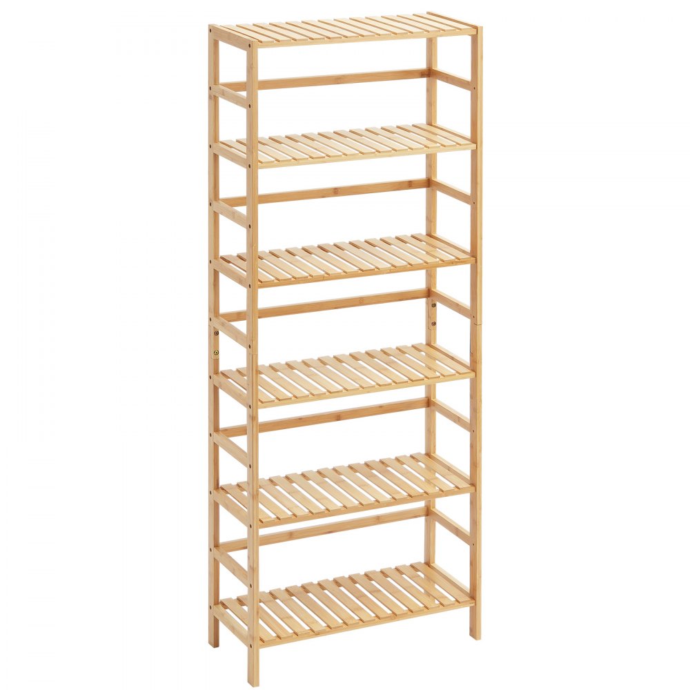 VEVOR 6-laags bamboe boekenkast, opbergrek, vrijstaande multifunctionele bloemen- en plantenstandaard, archiefrek, ideaal voor badkamer, slaapkamer, kantoor, studeerkamer, natuurlijke kleur