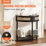 VEVOR Half-moon Rattan Console Table 2 Storage Drawers Rattan Sliding Door Black