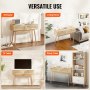 VEVOR Rattan Console Table with 2 Storage Drawers Rattan Sliding Door Natural