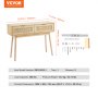 VEVOR Rattan Console Table with 2 Storage Drawers Rattan Sliding Door Natural