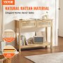 VEVOR Rattan Console Table with 2 Storage Drawers Rattan Sliding Door Natural