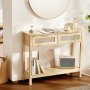 VEVOR Rattan Console Table with 2 Storage Drawers Rattan Sliding Door Natural