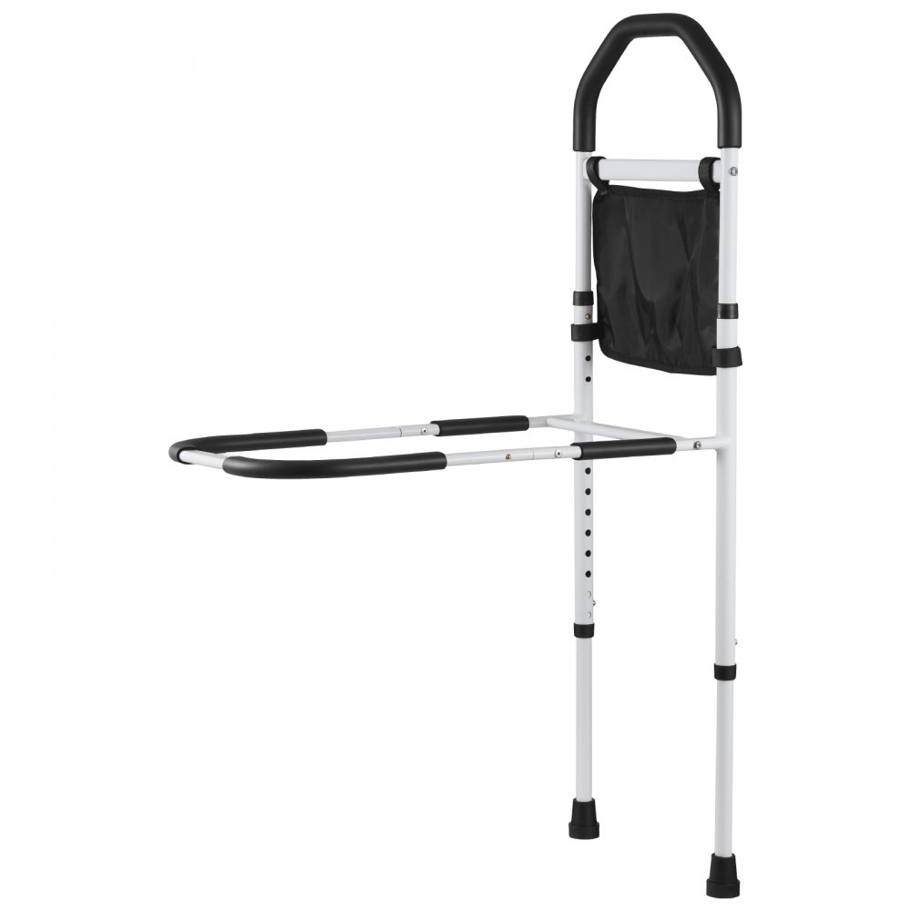 VEVOR Bedverhoger, handgrepen met steunpoot en PU-leuning, in hoogte verstelbare wandelstok van koolstofstalen buis (732-992 mm), instaphulp voor kingsize-, queensize-, tweepersoonsbedden en eenpersoonsbedden