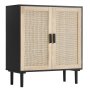 VEVOR Rotan kast Rotan ladekast 1 stuk Opbergkast met 2 magnetische deuren, dressoirkast met verstelbare planken, ideaal voor hal, entree, woonkamer of keuken
