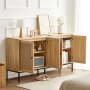 VEVOR Rotan kast Rotan ladekast Opbergkast met 4 magnetische deuren en verstelbare planken, dressoir Buffetkast voor hal Entree Woonkamer Keuken Hal