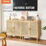 VEVOR Rattan Cabinet with 4 Magnetic Doors & Adjustable Shelves Set of 2 Natural