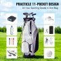 VEVOR golf cart bag with 11-pocket design holding a rangefinder, water bottle, tees, shoes, and accessories.