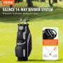 VEVOR golf cart bag with 14-way divider system, preventing club collisions, accommodates 35" to 45" clubs.