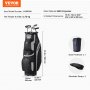 VEVOR golf cart bag with 600d polyester, dimensions 16.9 x 12.6 x 35.4 inches, includes protective cover.