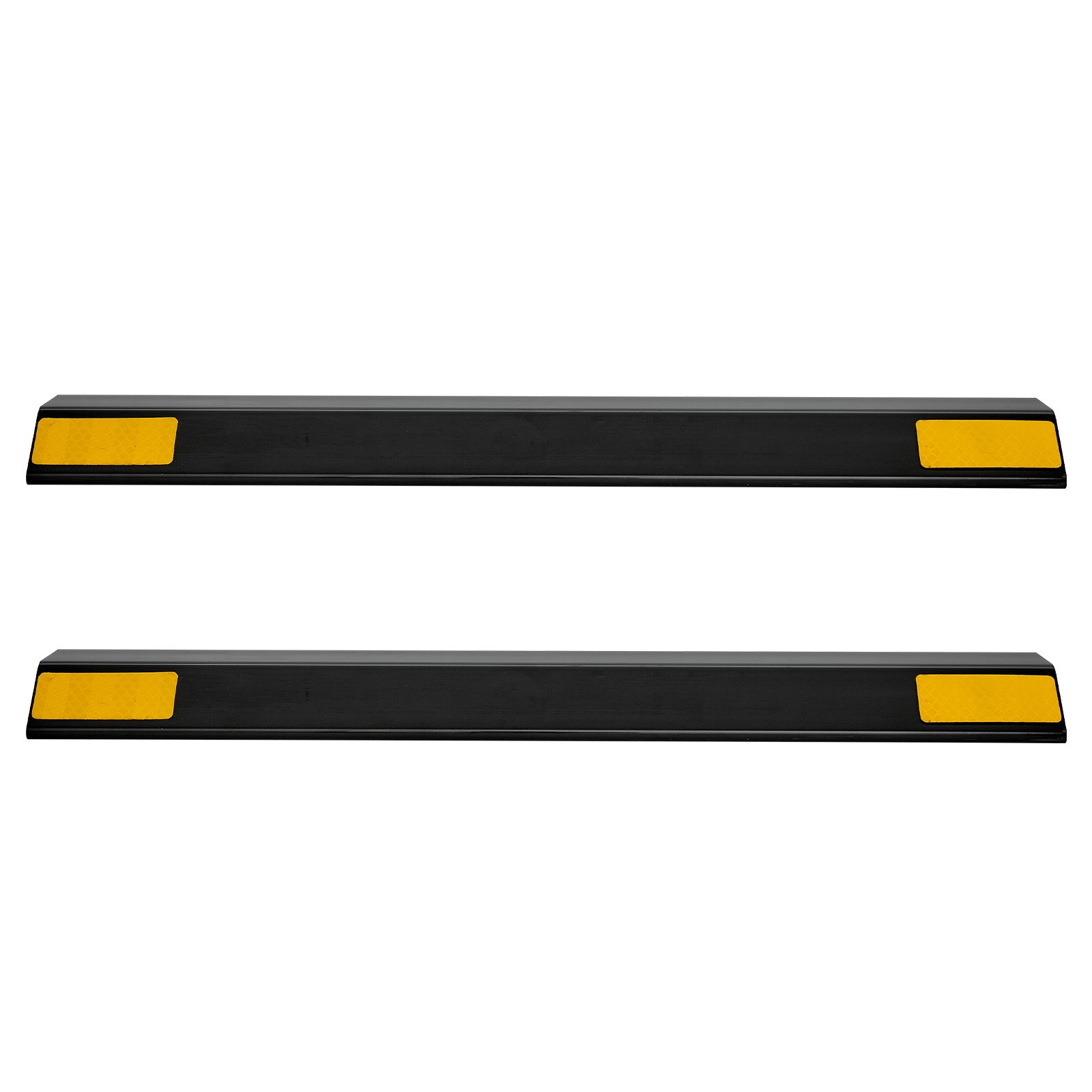 VEVOR Parkeerstoppers Wielstoppers 2 stuks (446 x 90 x 32 mm) Parkeerhulp Parkeerbegrenzer met reflecterende strips, Parkeerbarrière van PP voor personenauto's, bestelwagens, vrachtwagens, wielgeleider, parkeerbegrenzer