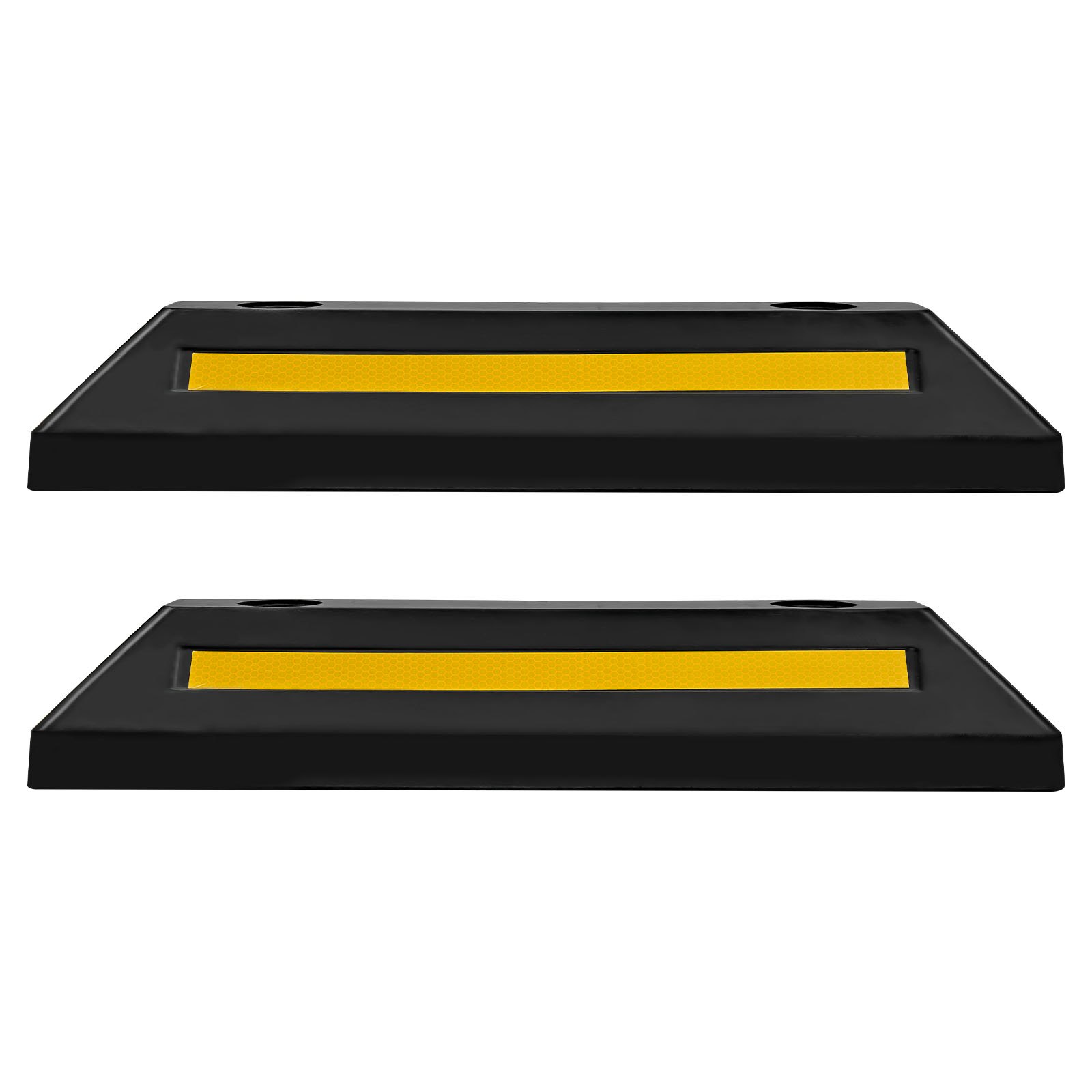 VEVOR Parkeerstoppers, Wielstoppers, 2 stuks, 548 x 158 x 94 mm, Parkeerhulp, Parkeerbegrenzer met reflecterende strips, Rubberen parkeerbarrière voor auto's, bestelwagens, vrachtwagens, Wielgeleider, Parkeerbegrenzer