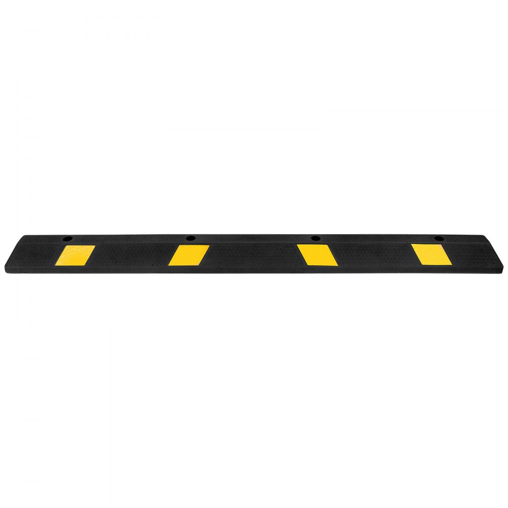 VEVOR Parkeerstop Wielstopper 1 st. 184 x 16 x 11 cm Parkeerhulp Parkeerbegrenzer met reflecterende strips, Rubberen parkeerbarrière voor auto's, bestelwagens en vrachtwagens, Wielgeleider, Parkeerbegrenzer