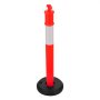 VEVOR Verkeersafbakeningspalen 9 stuks (114 cm) met vulbare voet en reflecterende strips, waarschuwingspalen voor bouwplaatsen, parkeerterreinen, dranghekken, rood