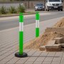 VEVOR Verkeersafbakeningspalen 3-pack (114 cm) met vulbare voet en reflecterende strips, waarschuwingspalen voor bouwplaatsen, parkeerterreinen, dranghekken, groen