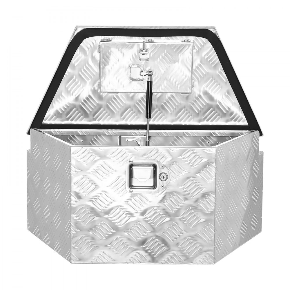 VEVOR Trekhaakbox voor vrachtwagens, 1660 x 330 x 305 mm, gemaakt van aluminium, 50 kg draagvermogen, gereedschapskist met slot en sleutels, aanhangerbox voor laadbakken van pick-ups, campers, SUV's en terreinwagens, zilverkleurig.