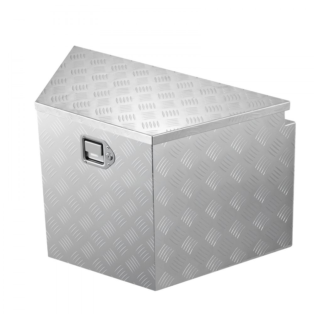 VEVOR Trekhaakbox voor vrachtwagens, 737 x 410 x 457 mm, gemaakt van aluminium, 50 kg draagvermogen, gereedschapskist met slot en sleutels, aanhangerbox voor laadbakken van pick-ups, campers, SUV's en terreinwagens, zilverkleurig
