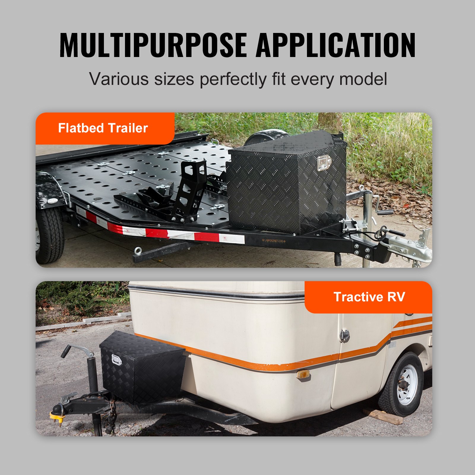 VEVOR Trailer Disselbak Trailer Box Gereedschapskist 737 x 410 x 460 mm, Aluminiumlegering Trailer Box Opbergruimte met Slot & Sleutels, Trailer Disselbak Gereedschapskist voor RV etc.