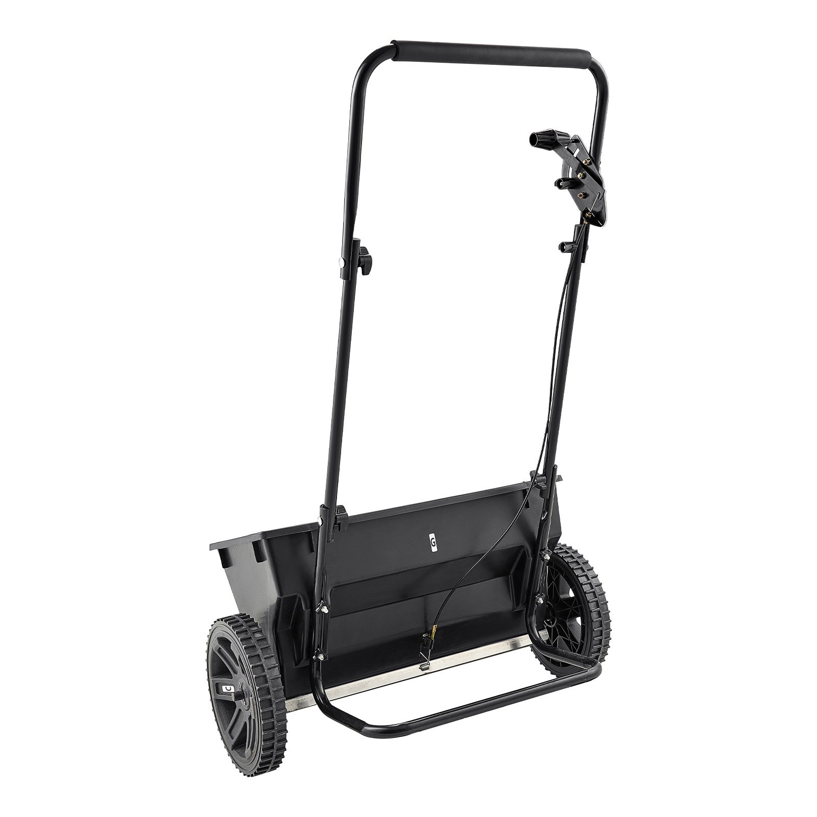 VEVOR strooier, 22,6 kg capaciteit, centrifugaalstrooier met trechter, 460 mm strooibreedte en 10 instelstanden, 25,4 cm banden, kunstmeststrooier voor zaden en meststoffen.