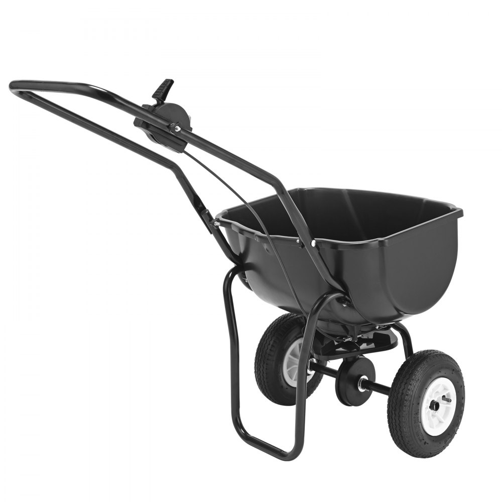 VEVOR Spreader 20L Zaadstrooier 885x485x750mm Kunstmeststrooier 0-3m Strooibreedte Centrifugaalstrooier Draagvermogen 27kg Handstrooier Strooier Handkar Q235 Frame Kunststof Wiel Zoutstrooier
