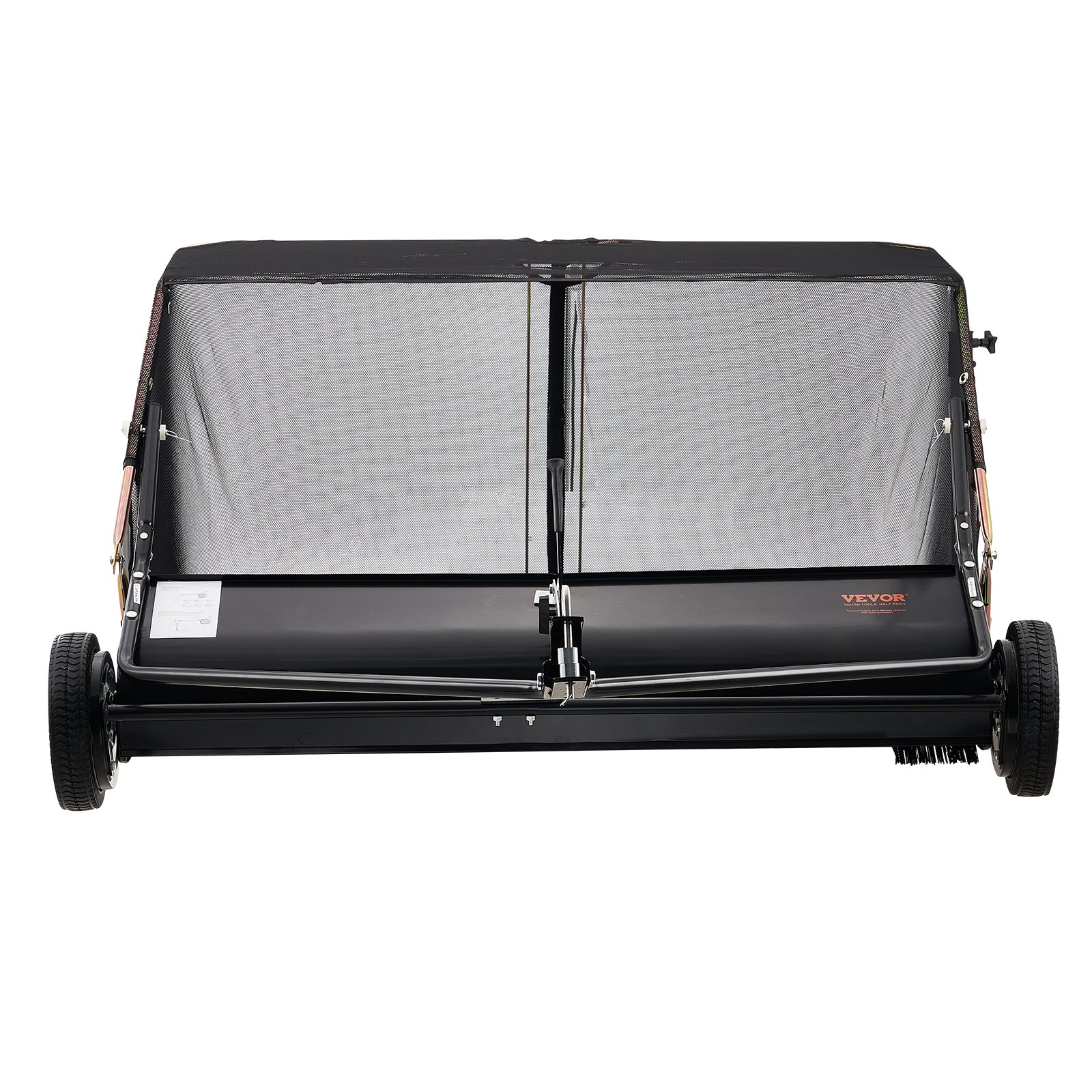 VEVOR 52-inch Lawn Sweeper Tow Behind, 26 cu.ft. Large Pull Behind Grass Sweeper, Heavy Duty Leaf & Grass Collector with Dumping Rope Design, Adjustable Sweeping Height for Picking Up Debris & Grass