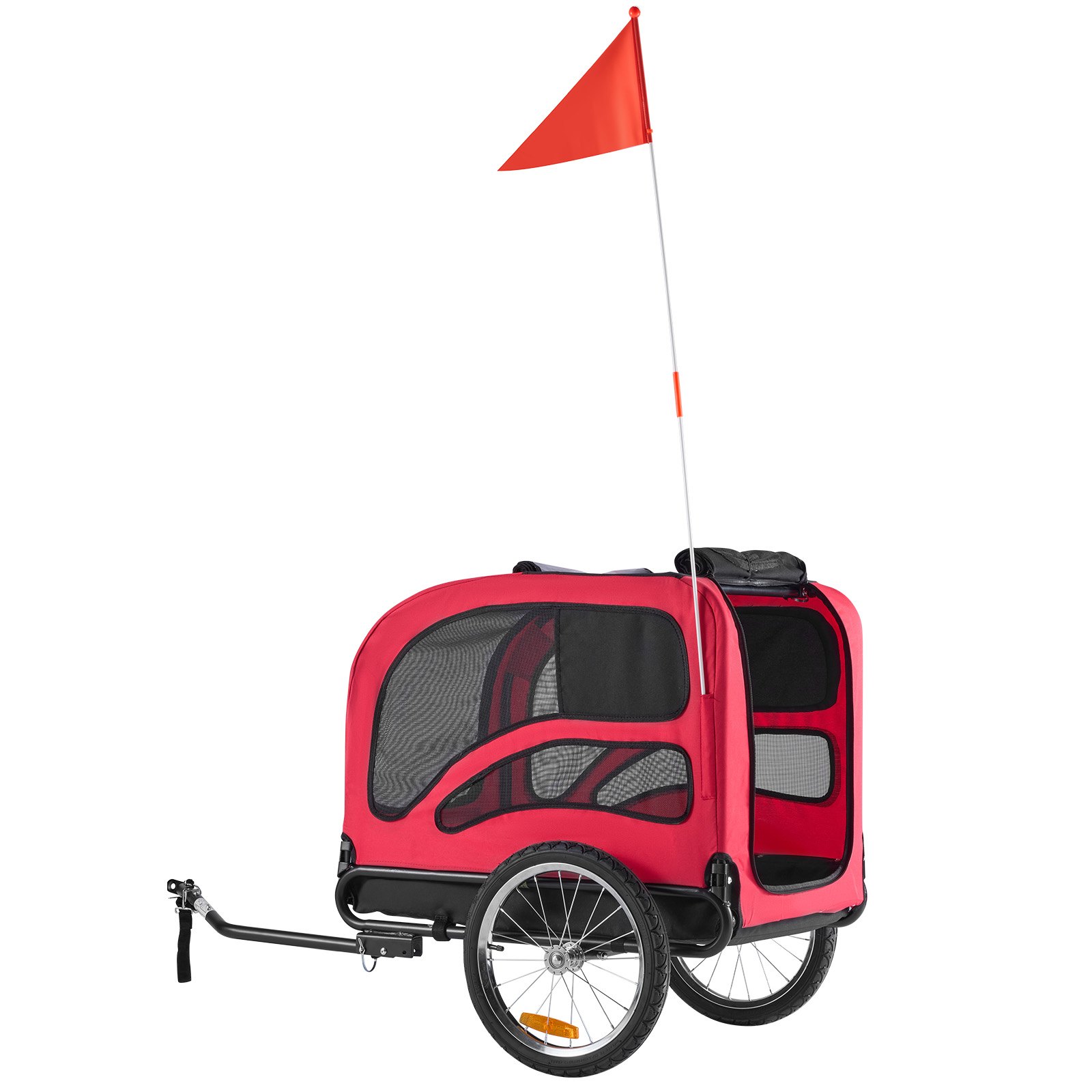 VEVOR Hondenkar, tot 45 kg, Hondenfietsendrager voor kleine en grote honden, Opvouwbaar frame met wielen, Universele fietskoppeling, Inclusief vlaggetje, Interne riem, 1350 x 720 x 840 mm