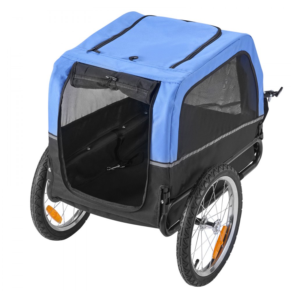 VEVOR hondenaanhanger, geschikt voor honden tot 30 kg, fietsaanhanger voor kleine en middelgrote honden, opvouwbaar frame met snelkoppeling voor het wiel, universele fietskoppeling, reflector, vlag, interne riem.