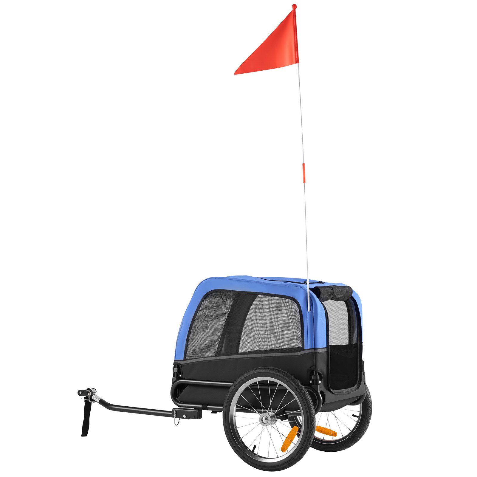 VEVOR hondenaanhanger, geschikt voor honden tot 30 kg, fietsaanhanger voor kleine en middelgrote honden, opvouwbaar frame met snelkoppeling voor het wiel, universele fietskoppeling, reflector, vlag, interne riem.